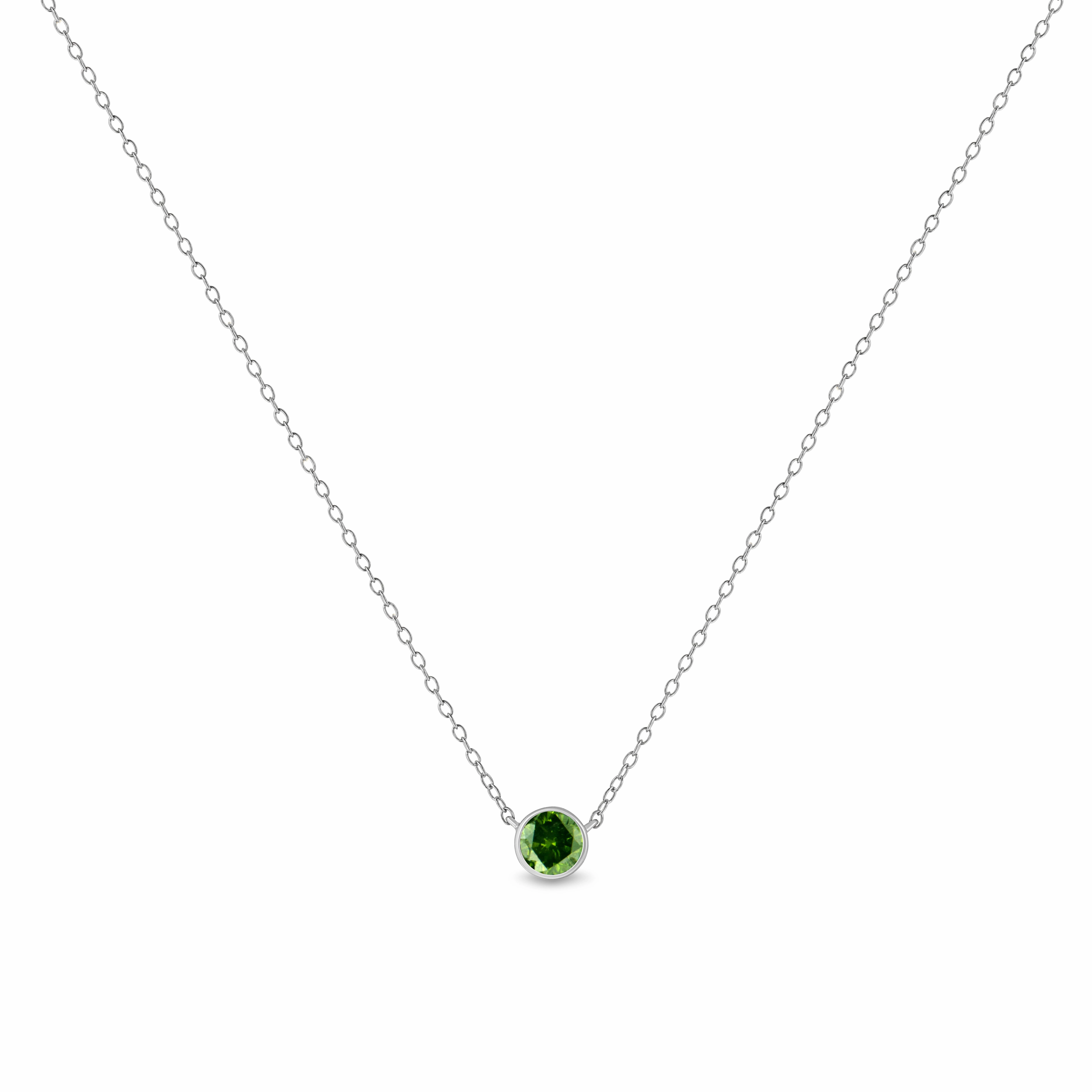 .925 Sterling Silver Treated Color Diamond Bezel Solitaire 18 Pendant Necklace
