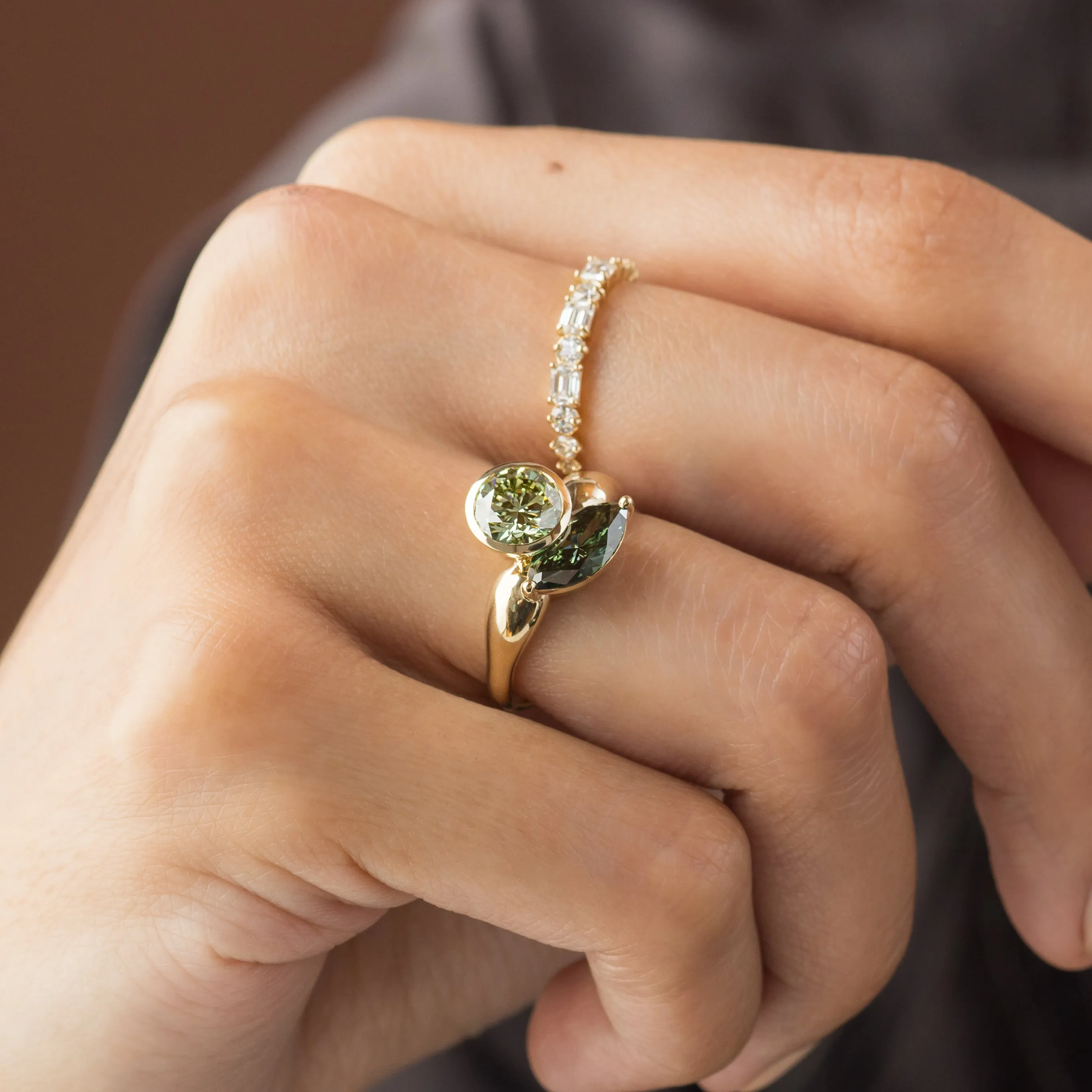 Augment Ring with Lab-Grown Marquise Diamond