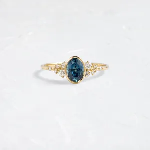 Bezel Snowdrift Ring, 1.14ct. Greenish-Blue Montana Sapphire