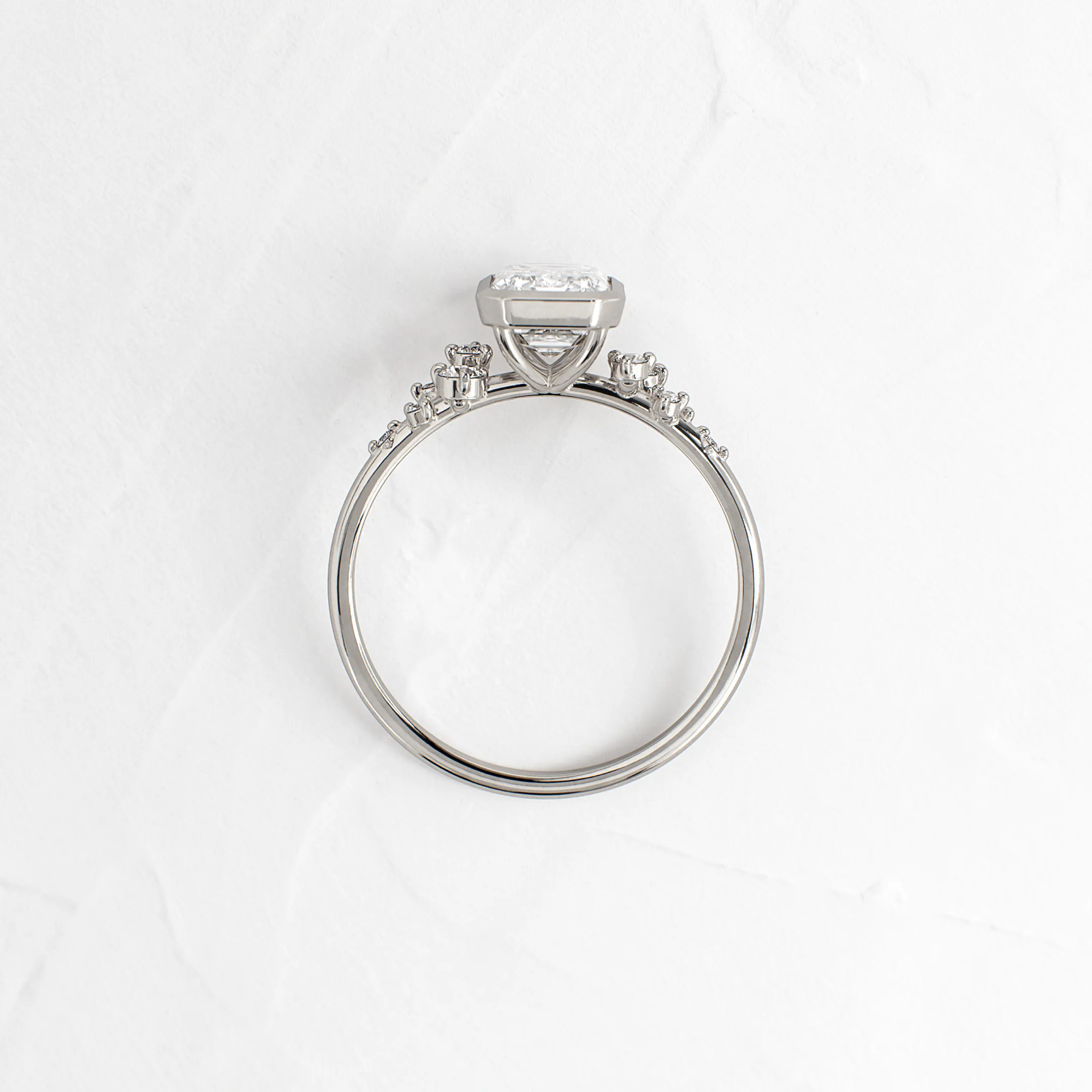 Bezel Snowdrift Ring, Emerald Cut