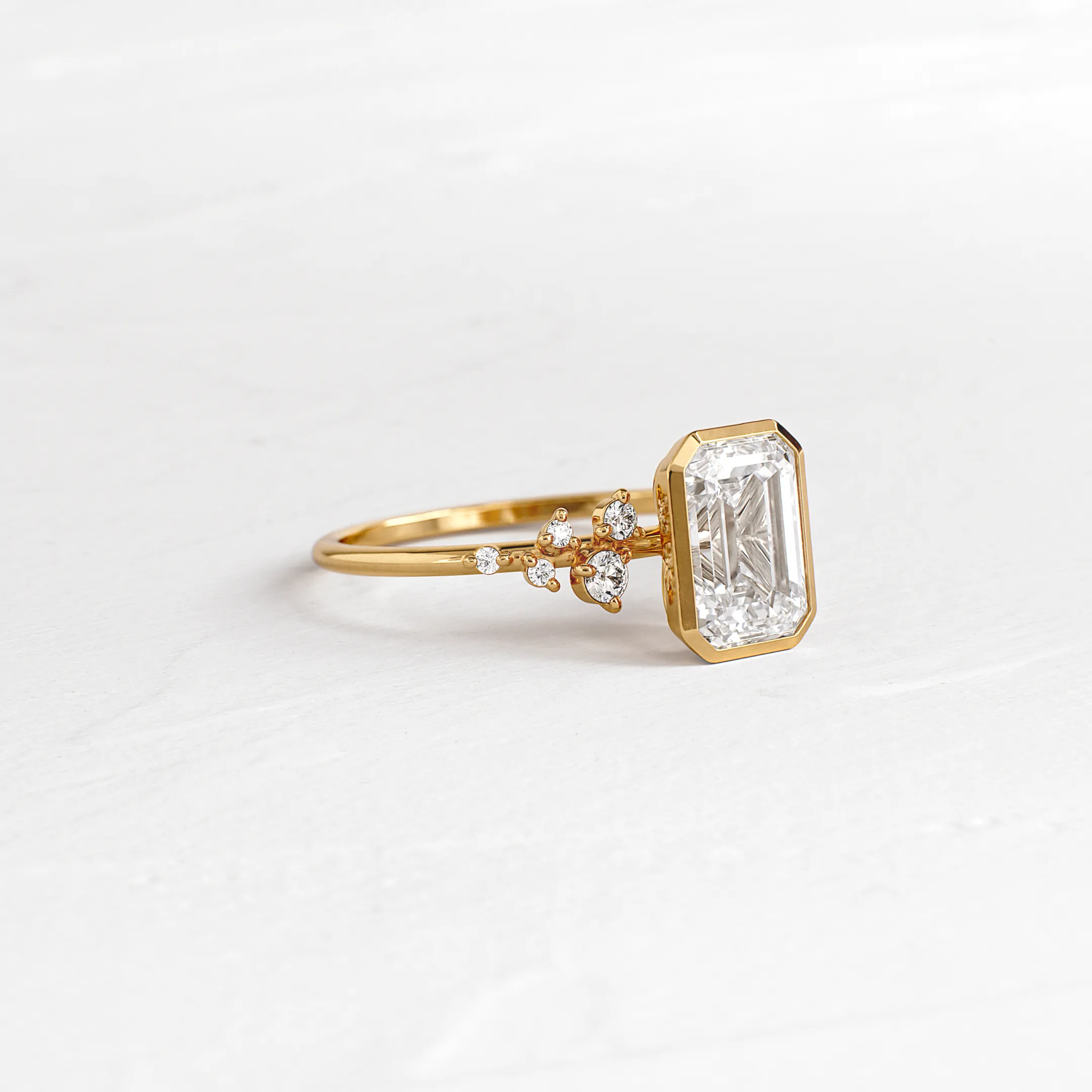 Bezel Snowdrift Ring, Emerald Cut