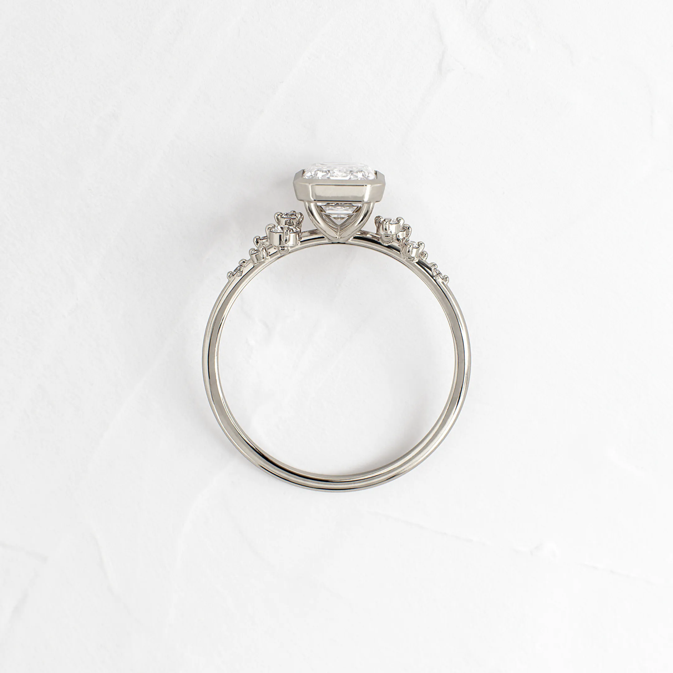 Bezel Snowdrift Ring, Emerald Cut