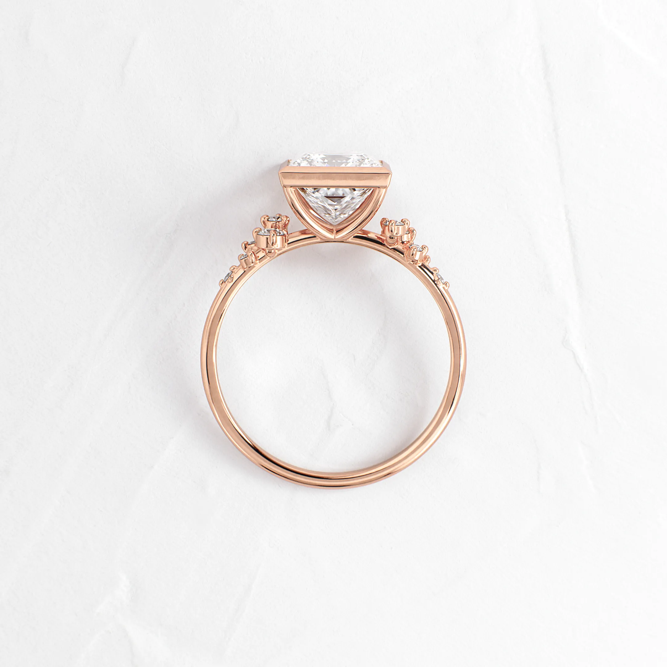 Bezel Snowdrift Ring, Princess Cut