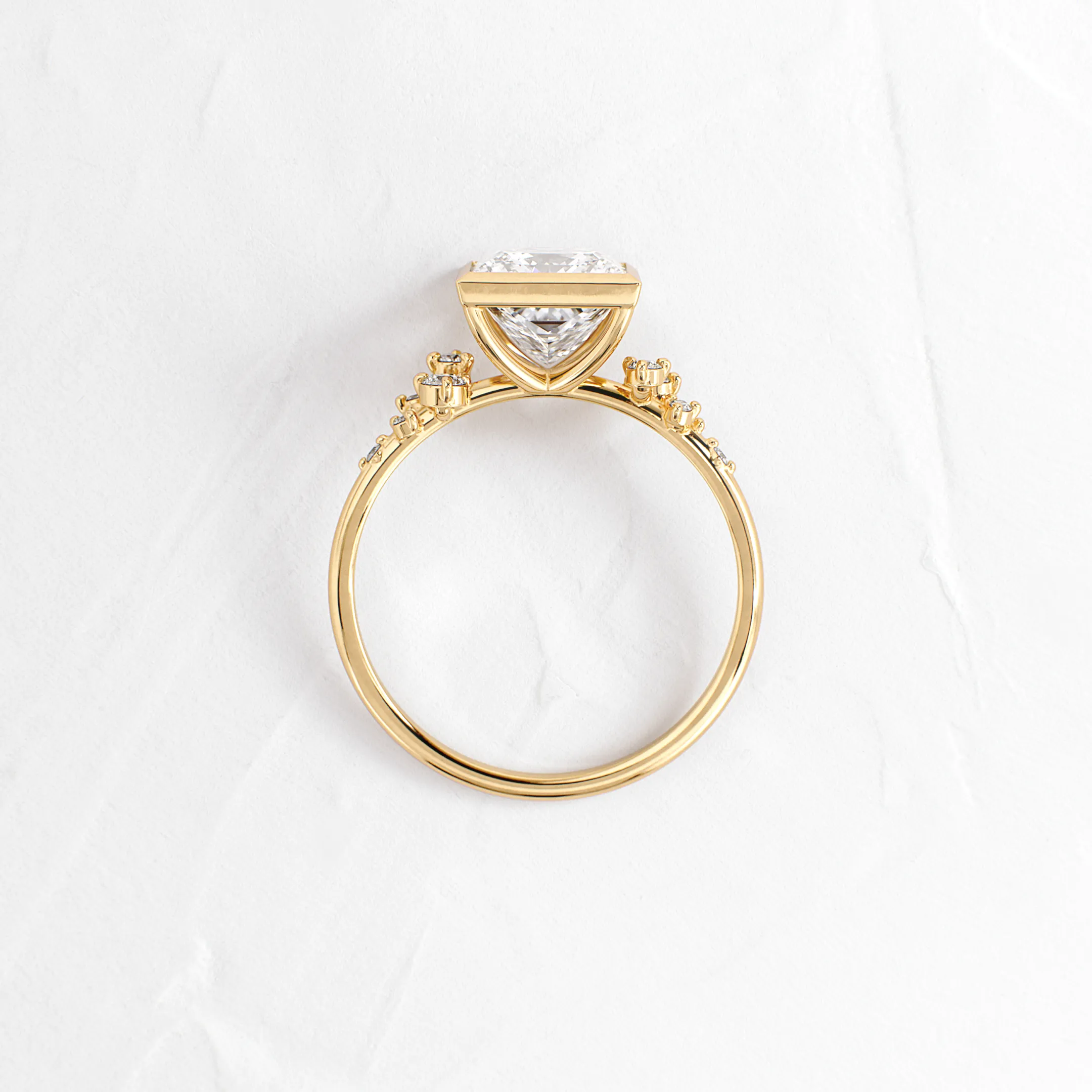 Bezel Snowdrift Ring, Princess Cut