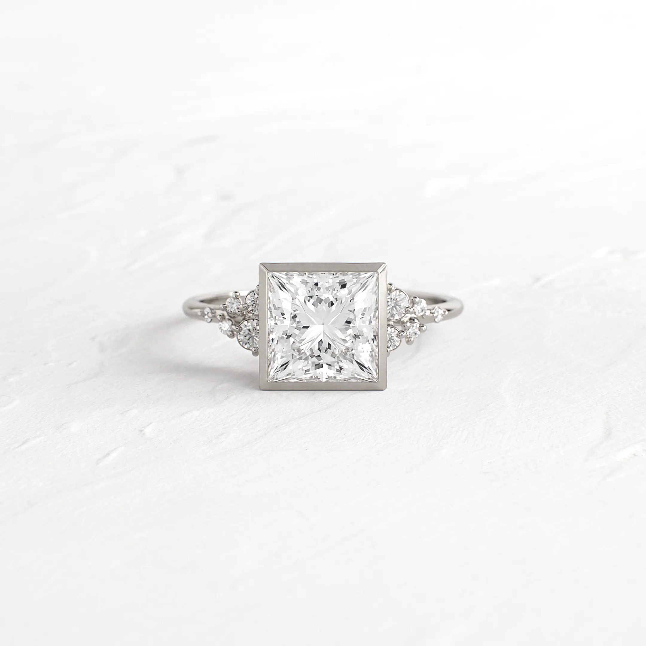 Bezel Snowdrift Ring, Princess Cut