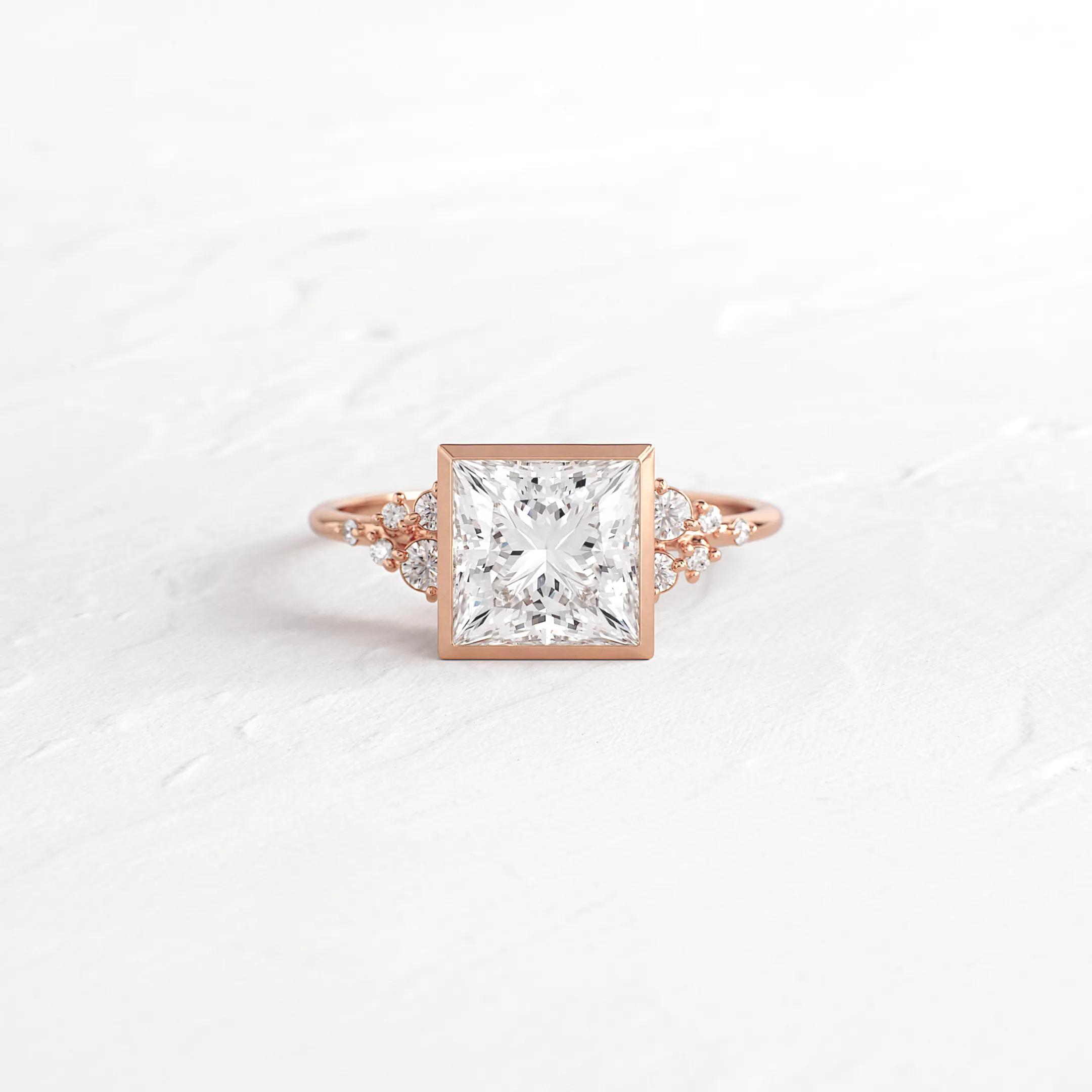 Bezel Snowdrift Ring, Princess Cut