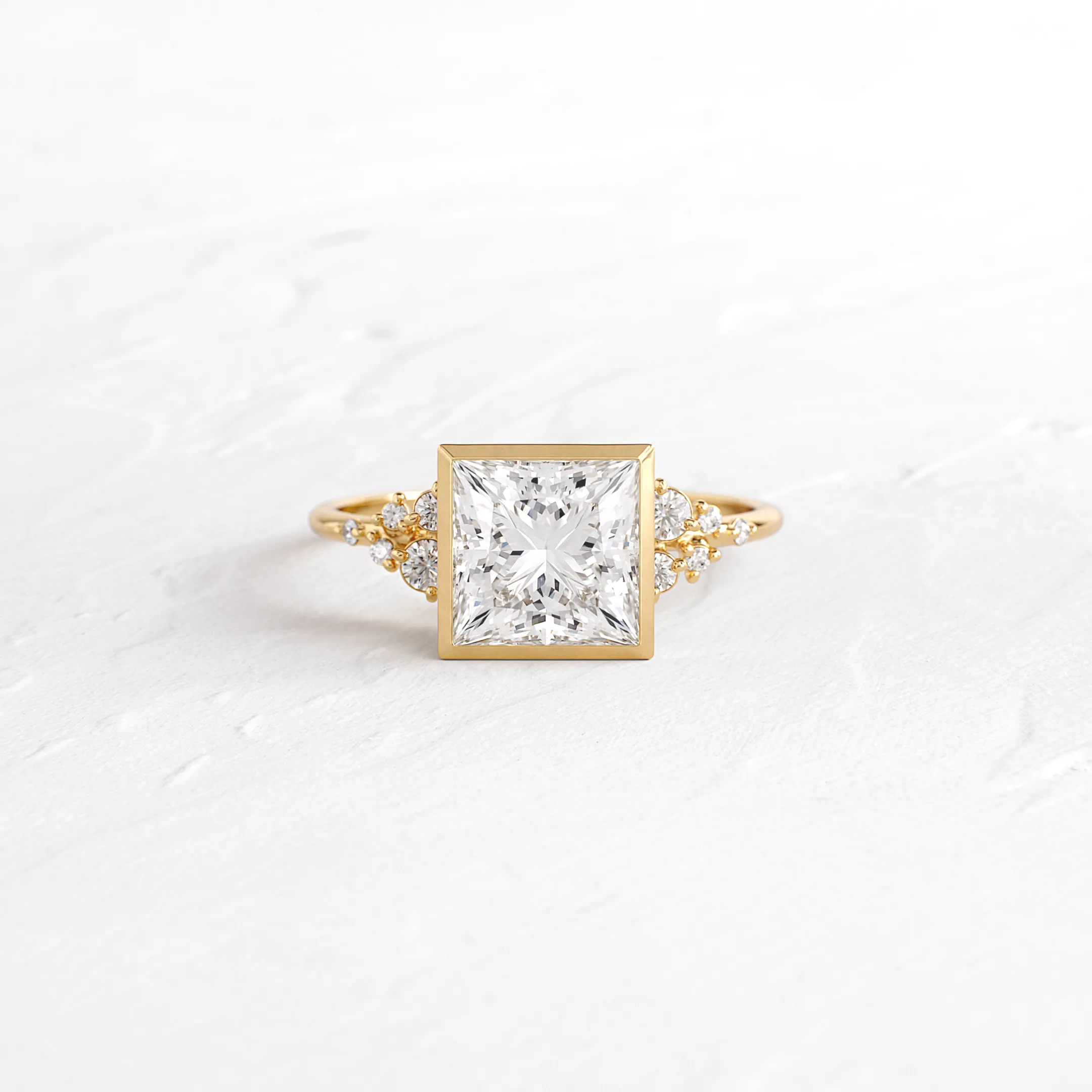 Bezel Snowdrift Ring, Princess Cut