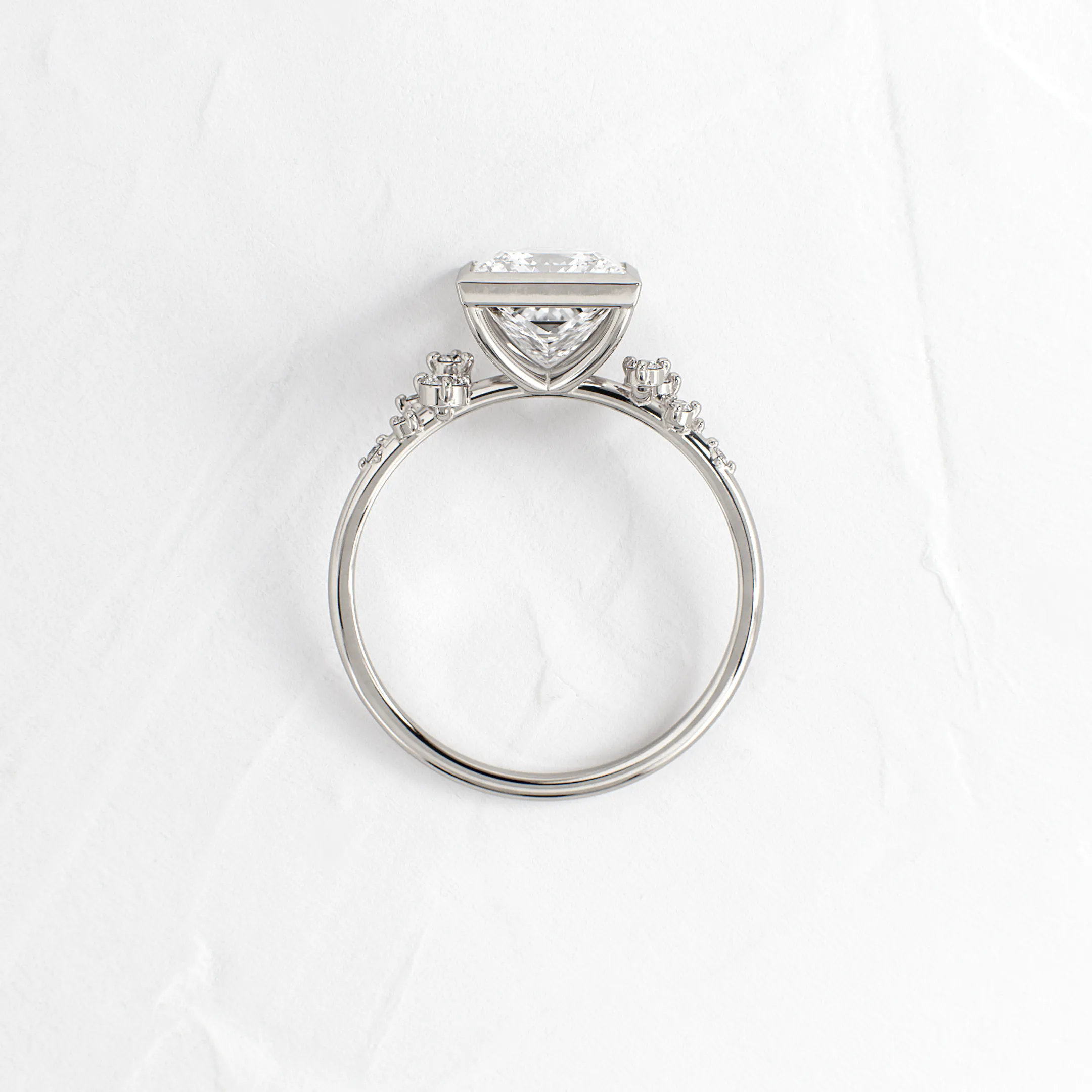 Bezel Snowdrift Ring, Princess Cut