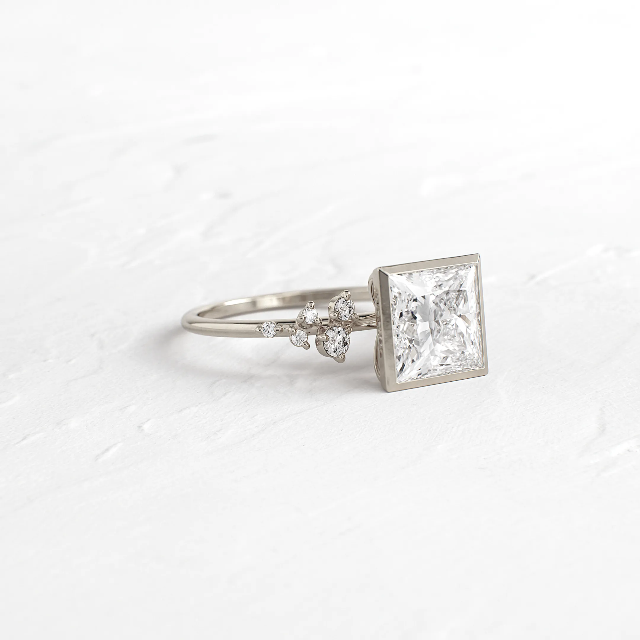Bezel Snowdrift Ring, Princess Cut