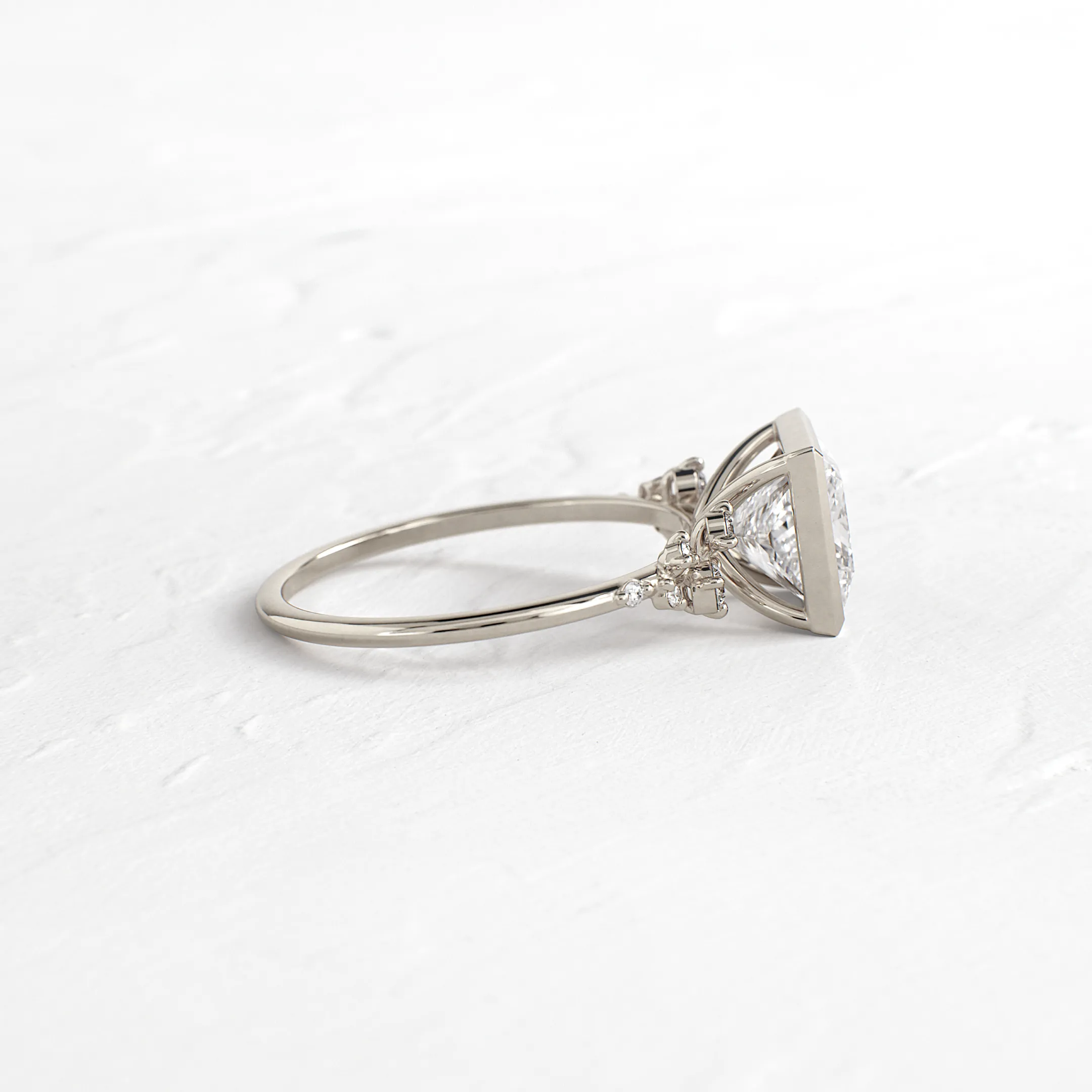 Bezel Snowdrift Ring, Princess Cut