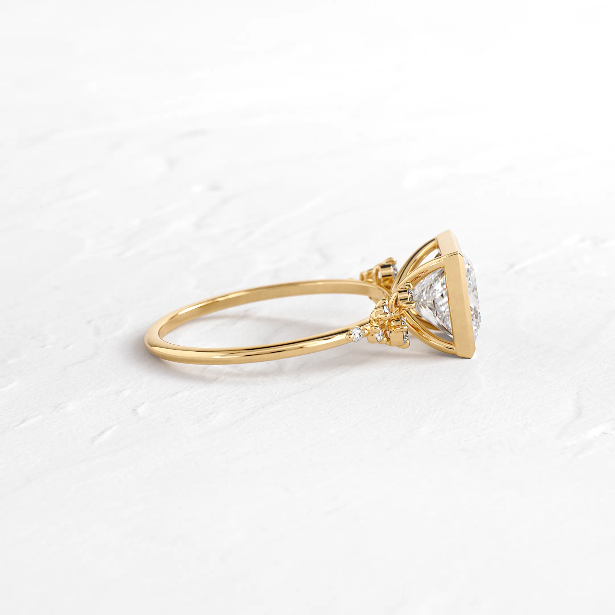 Bezel Snowdrift Ring, Princess Cut