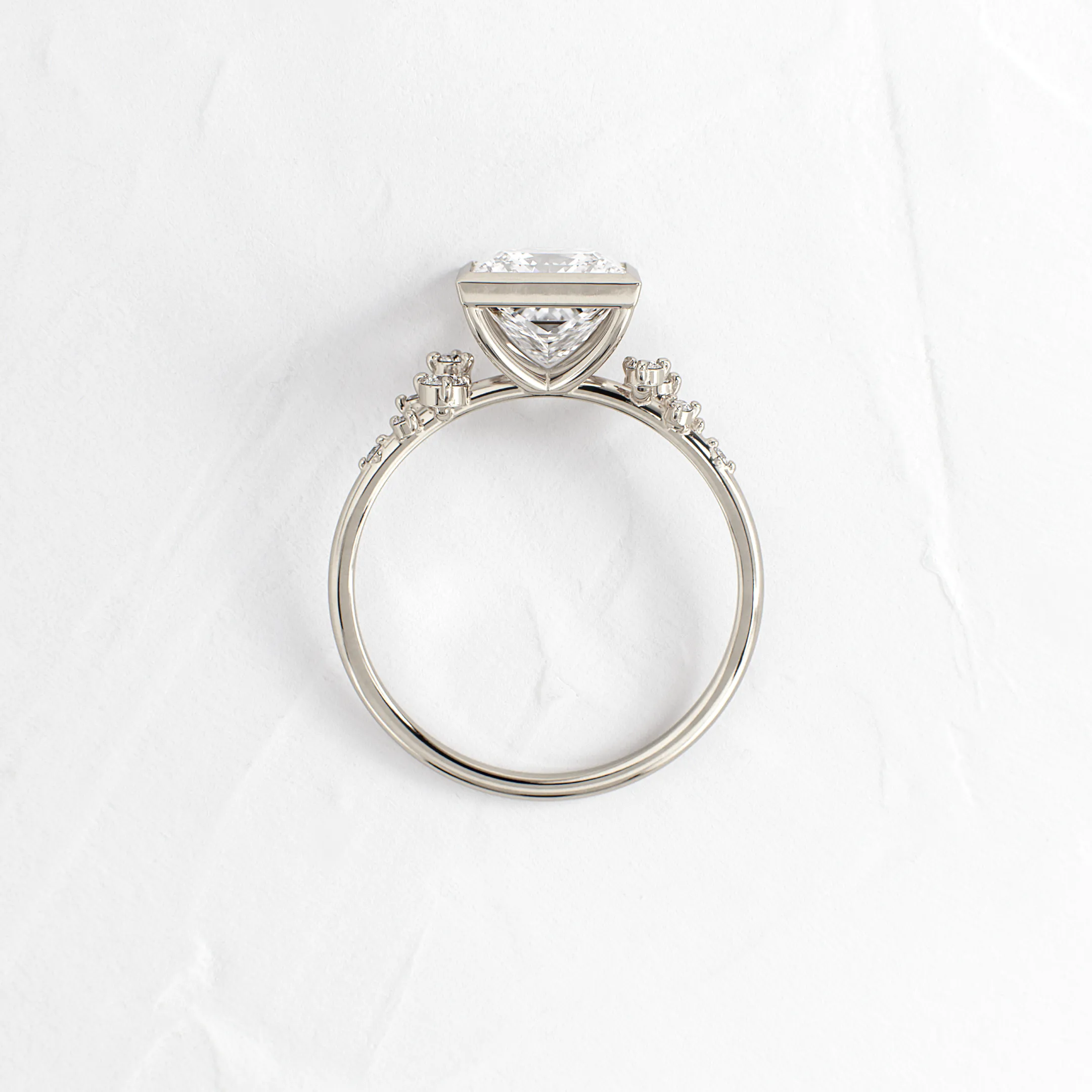 Bezel Snowdrift Ring, Princess Cut