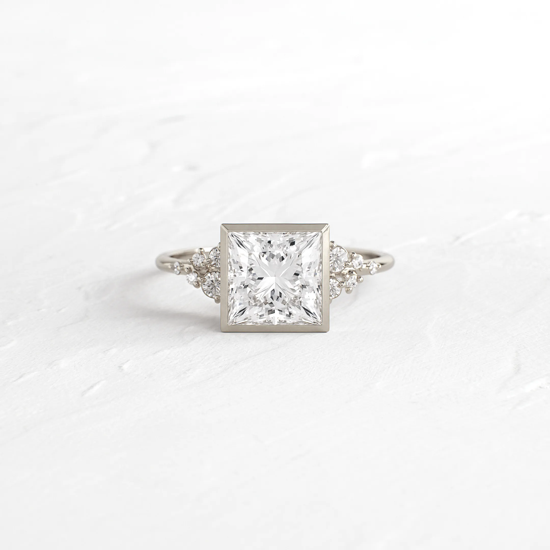 Bezel Snowdrift Ring, Princess Cut