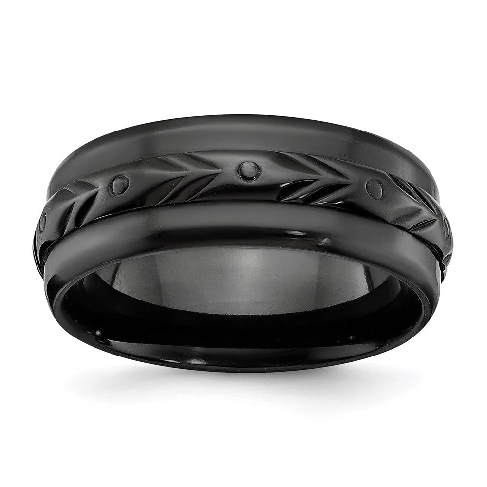 Black Zirconium Polished 8mm Band | ZCR103
