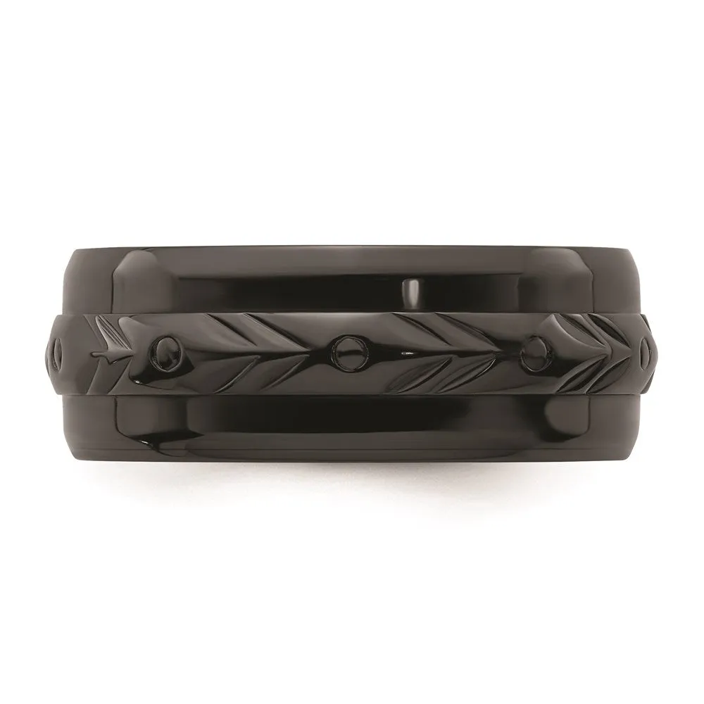 Black Zirconium Polished 8mm Band | ZCR103