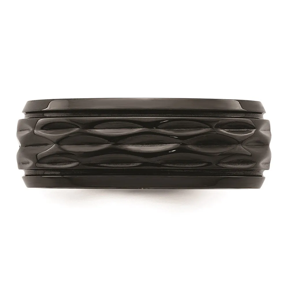 Black Zirconium Polished and D/C 8mm Band | ZCR104
