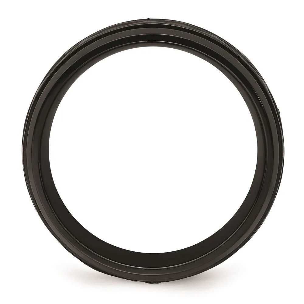 Black Zirconium Polished and D/C 8mm Band | ZCR104