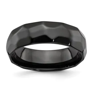 Black Zirconium Polished and Hammered 7mm Band | ZCR106