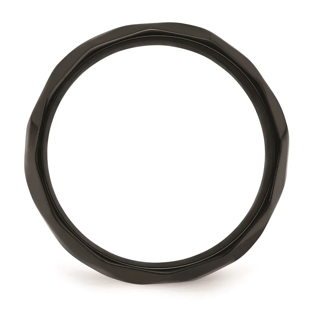 Black Zirconium Polished and Hammered 7mm Band | ZCR106