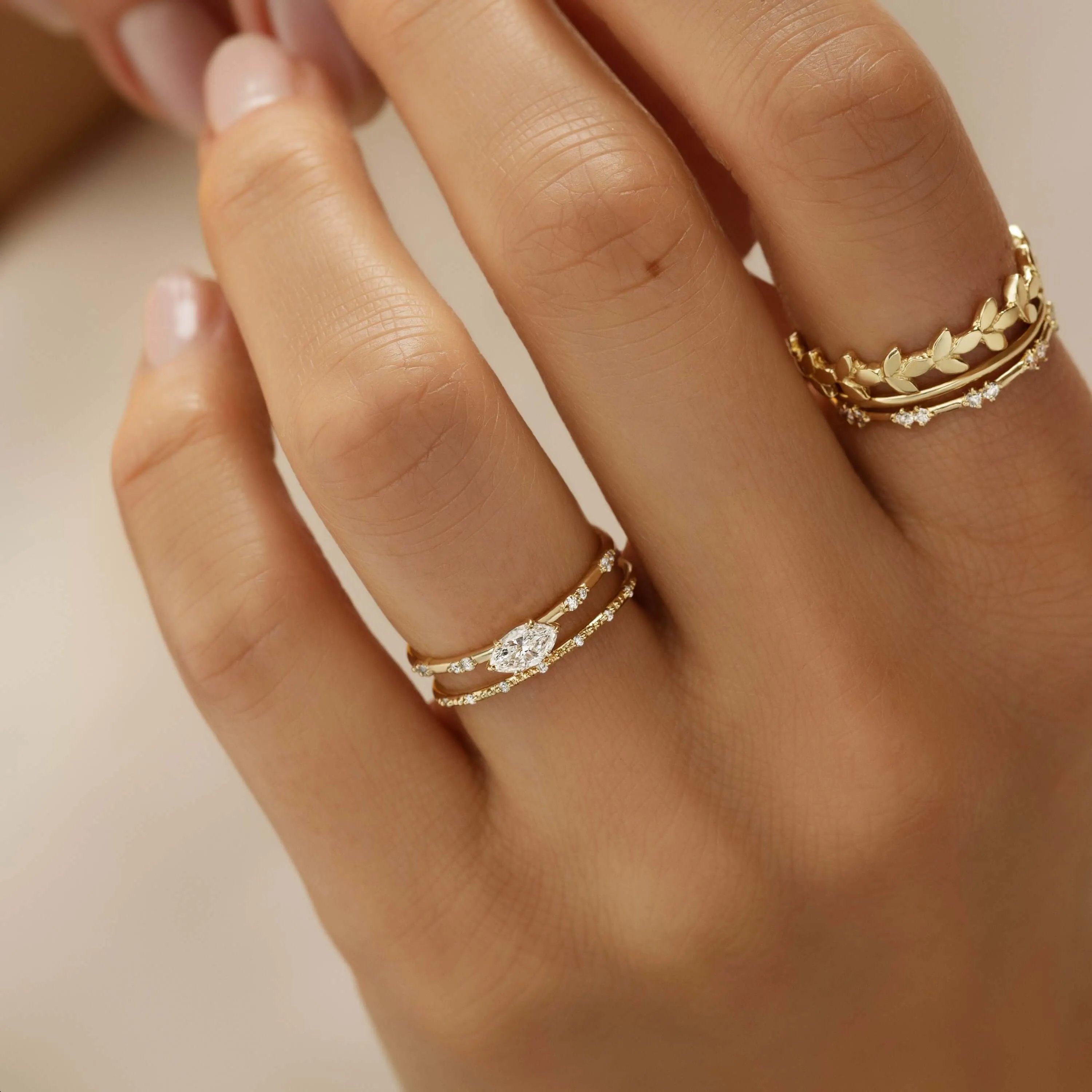 Bright Side Ring, Marquise Cut
