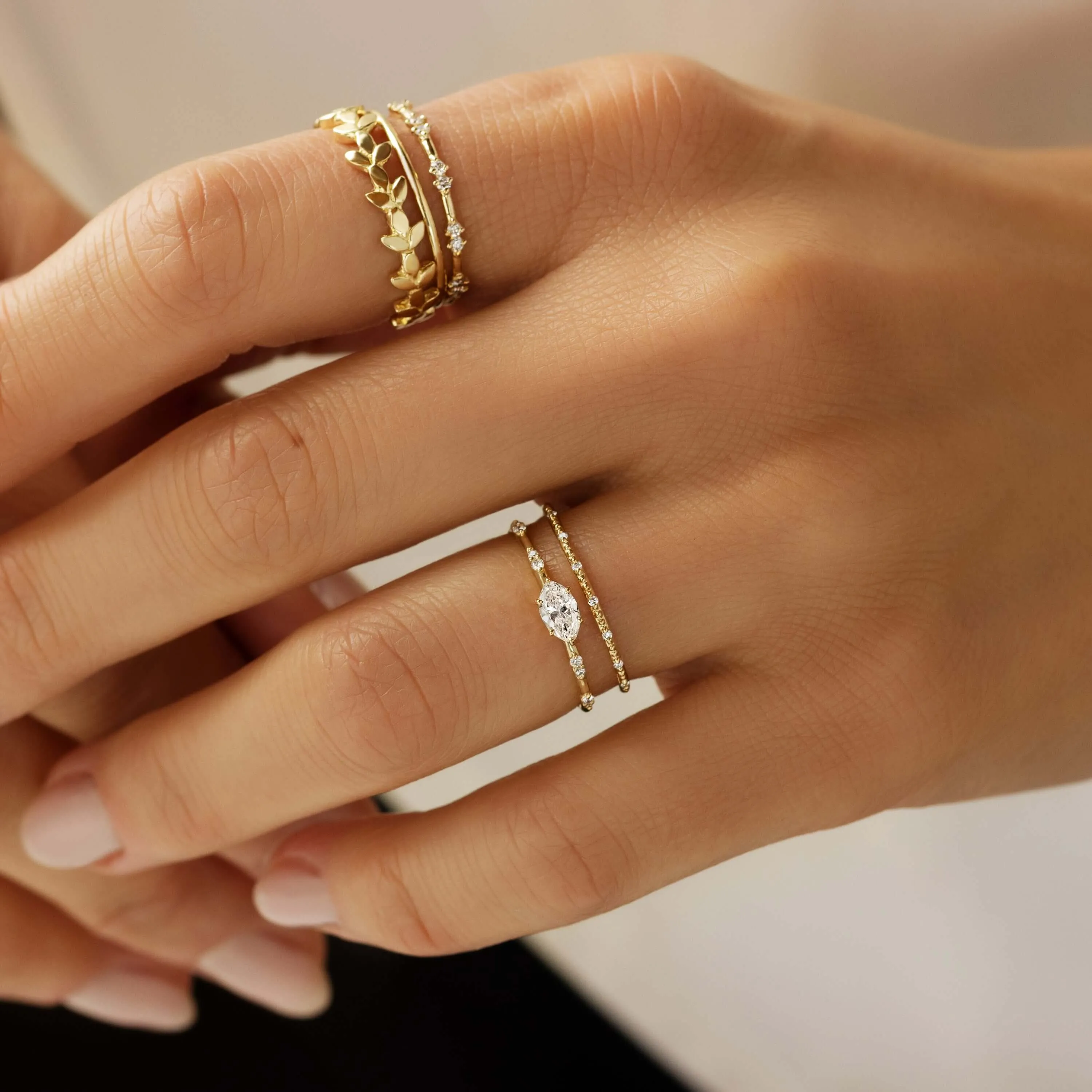 Bright Side Ring, Marquise Cut