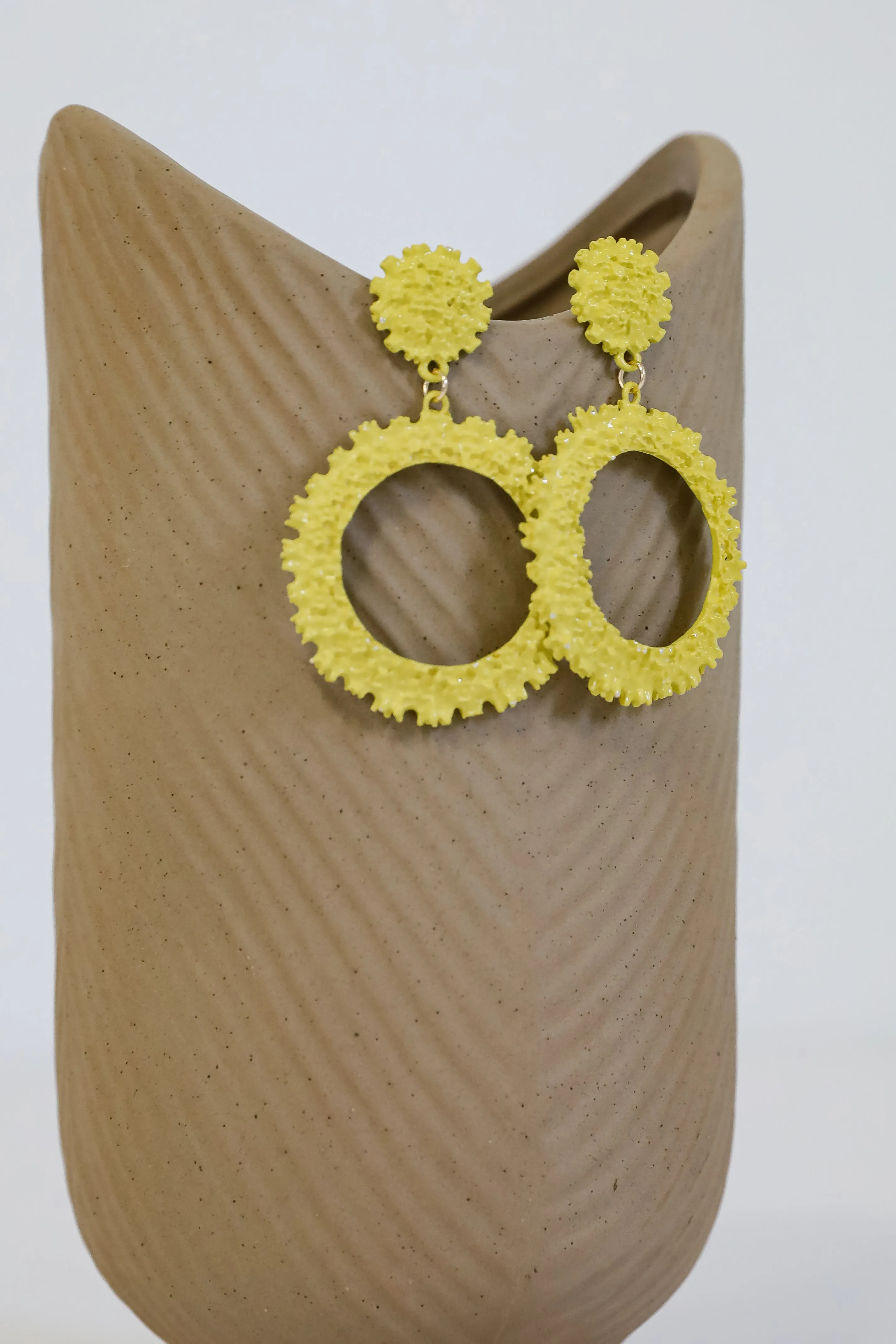 Camille Yellow Circle Drop Earrings