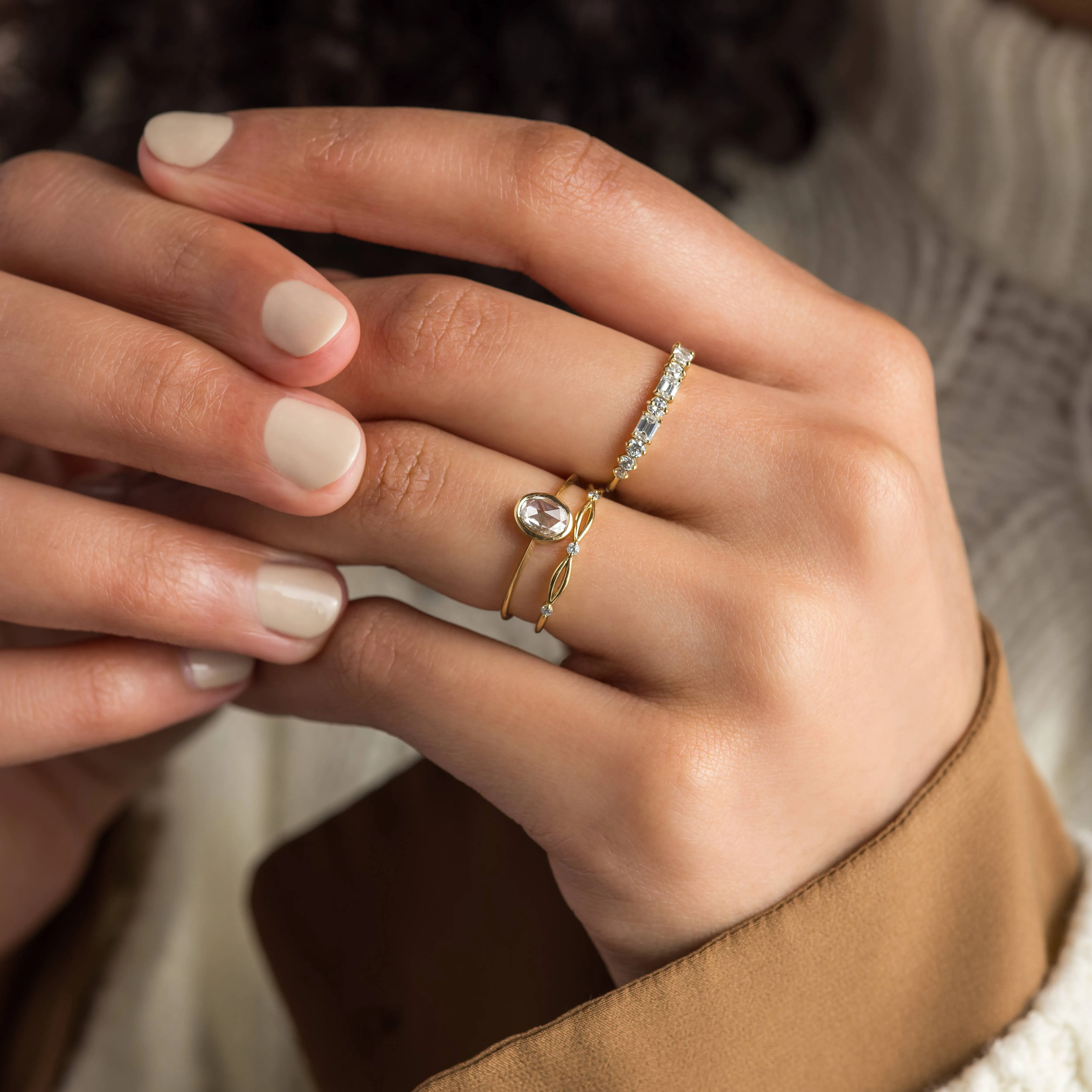 Cheval Ring, 0.46ct Natural Oval Rose Cut