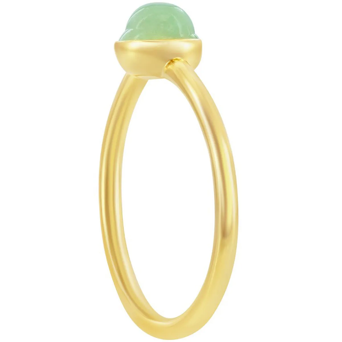 Classic Unisex Gold Plated 5mm Round Jade Ring - W-2842