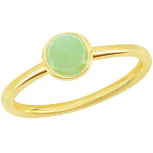 Classic Unisex Gold Plated 5mm Round Jade Ring - W-2842