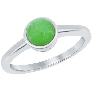 Classic Unisex Silver 6mm Jade Solitaire Ring - W-2841