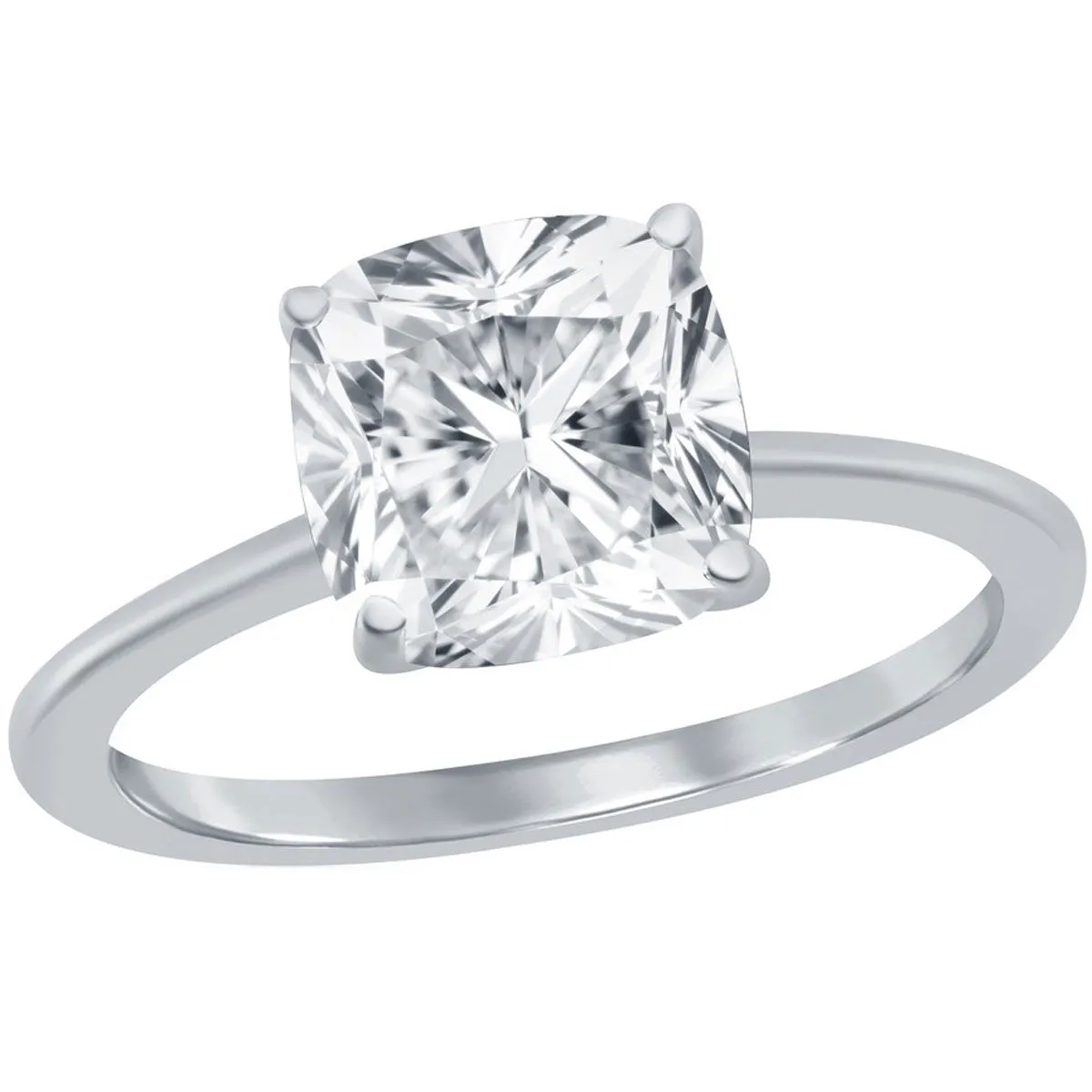 Classic Women's 4-Prong 8mm Cushion-Cut CZ Ring - W-2853