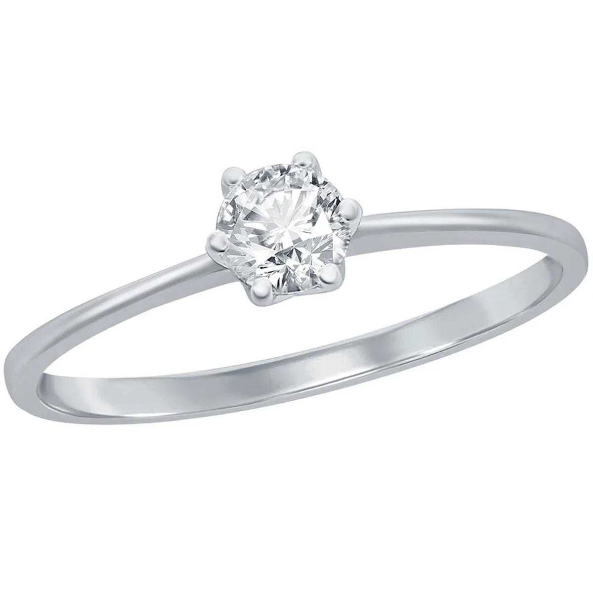 Classic Women's 4mm Solitaire CZ 6-prong Ring - W-2788