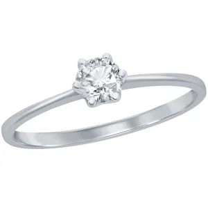 Classic Women's 4mm Solitaire CZ 6-prong Ring - W-2788