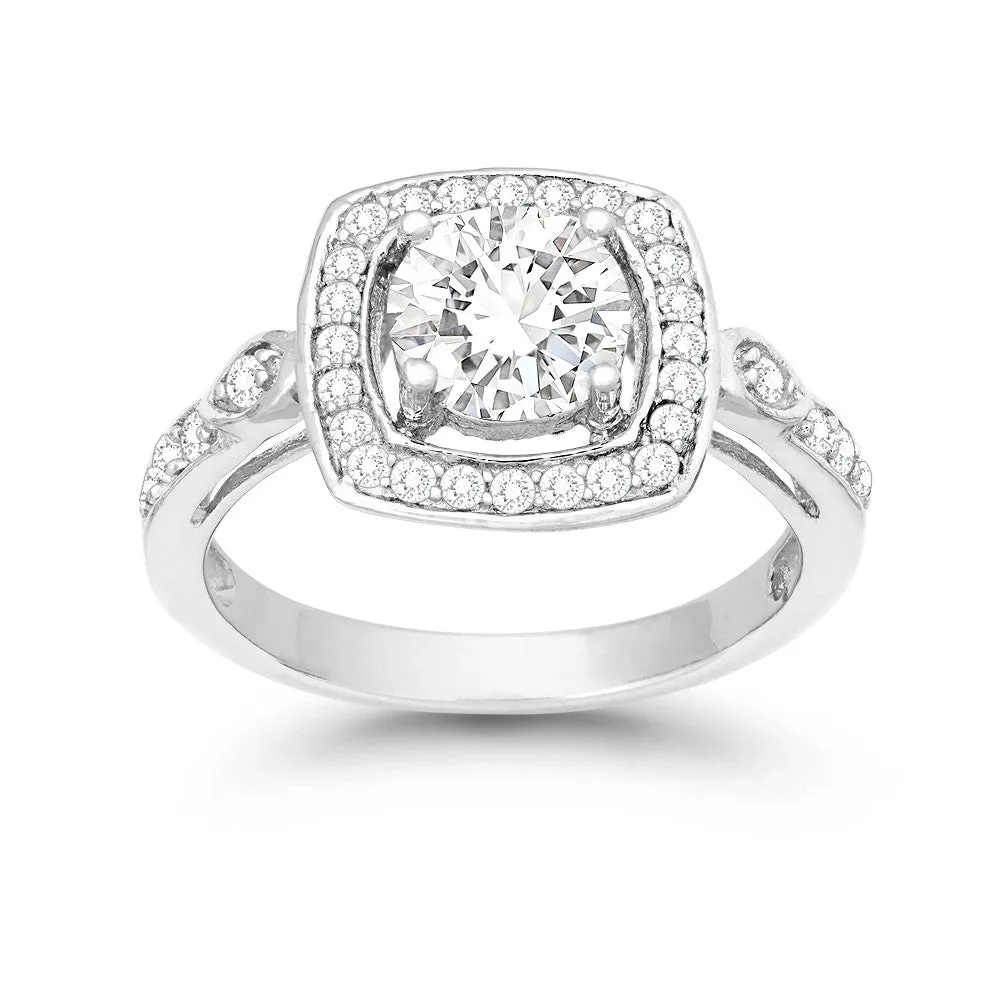 Classic Women's 7mm Round CZ with CZ Border Ring - W-9892