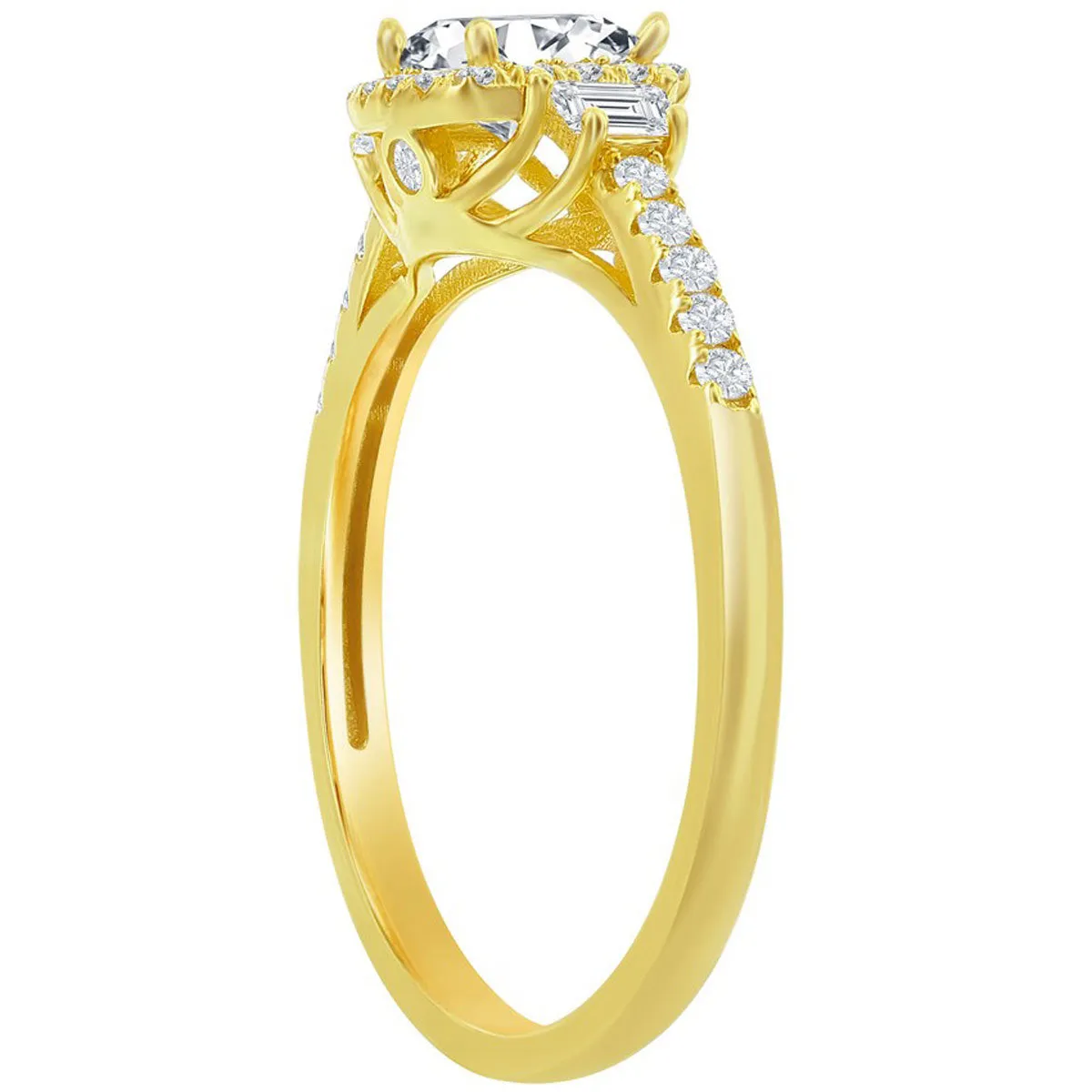 Classic Women's Gold Cushion Cut White CZ Ring - W-2847