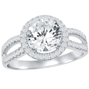 Classic Women's Halo Style CZ Engagement Ring - W-9893