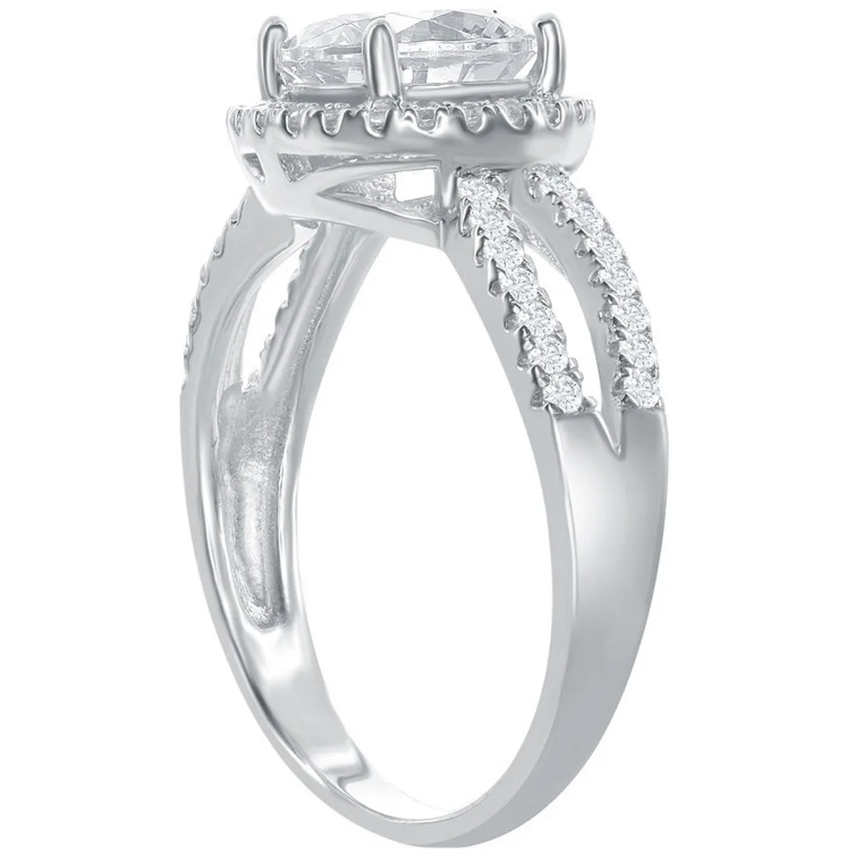 Classic Women's Halo Style CZ Engagement Ring - W-9893
