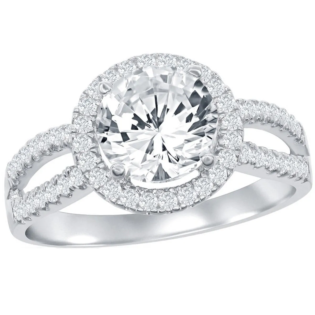 Classic Women's Halo Style CZ Engagement Ring - W-9893