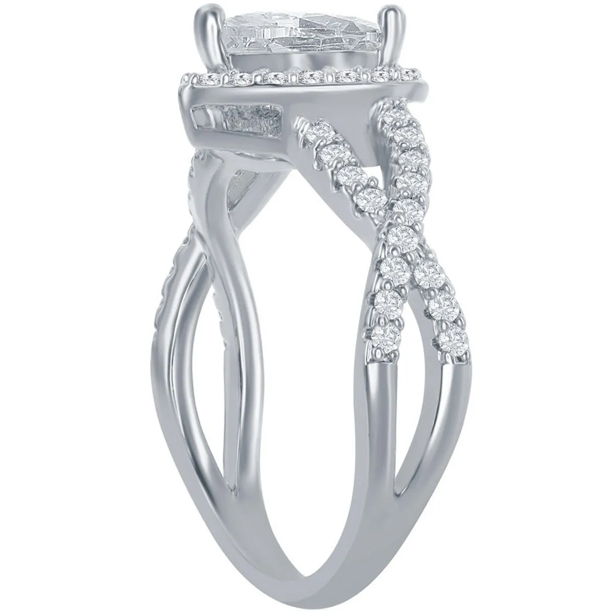 Classic Women's Intertwined Shank Heart CZ Ring - W-2848