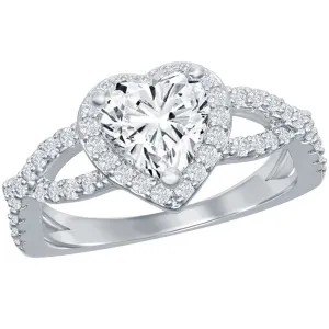 Classic Women's Intertwined Shank Heart CZ Ring - W-2848