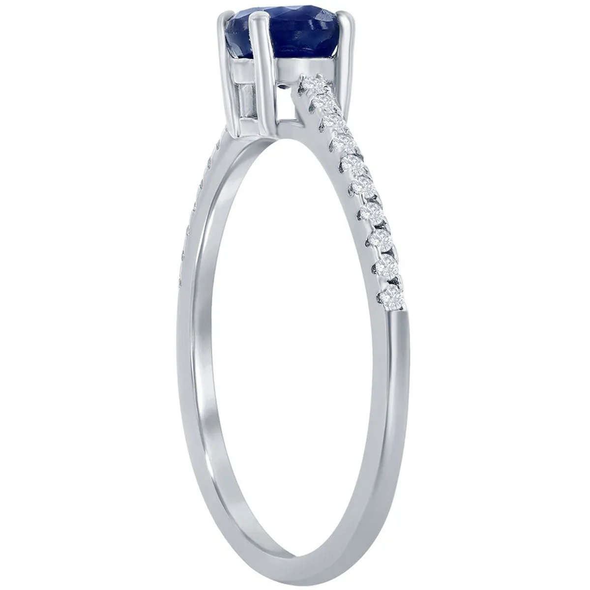 Classic Women's Sapphire and White Topaz Ring - W-2855