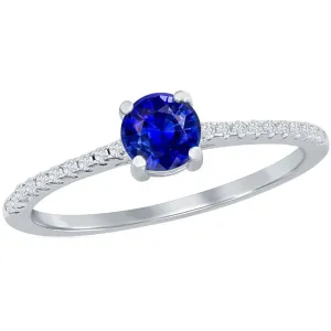 Classic Women's Sapphire and White Topaz Ring - W-2855