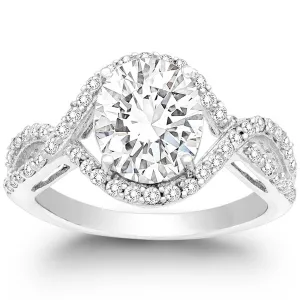 Classic Women's Silver Large CZ Engagement Ring - W-9890