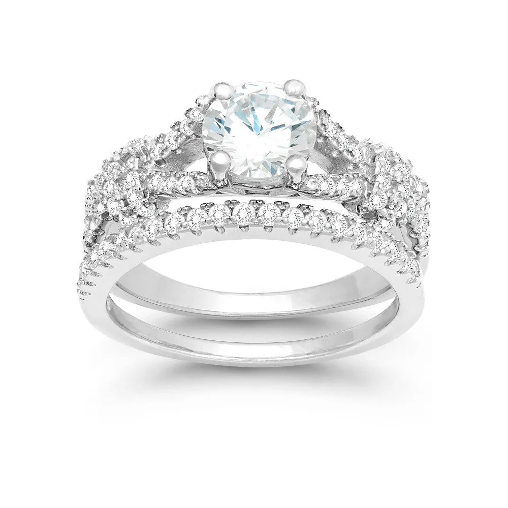 Classic Women's Silver Micro Pave CZ Ring Set - W-9898