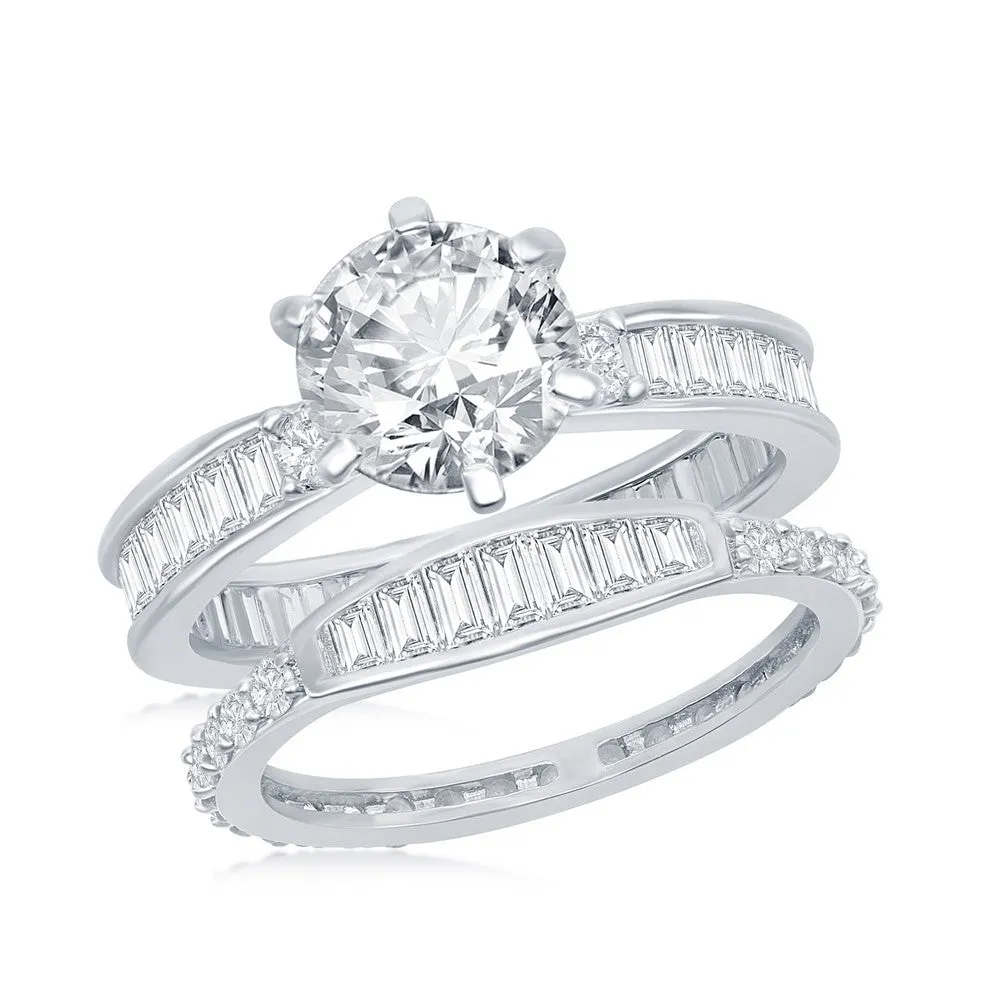 Classic Women's Six-Prong White CZ Ring Set - W-2409
