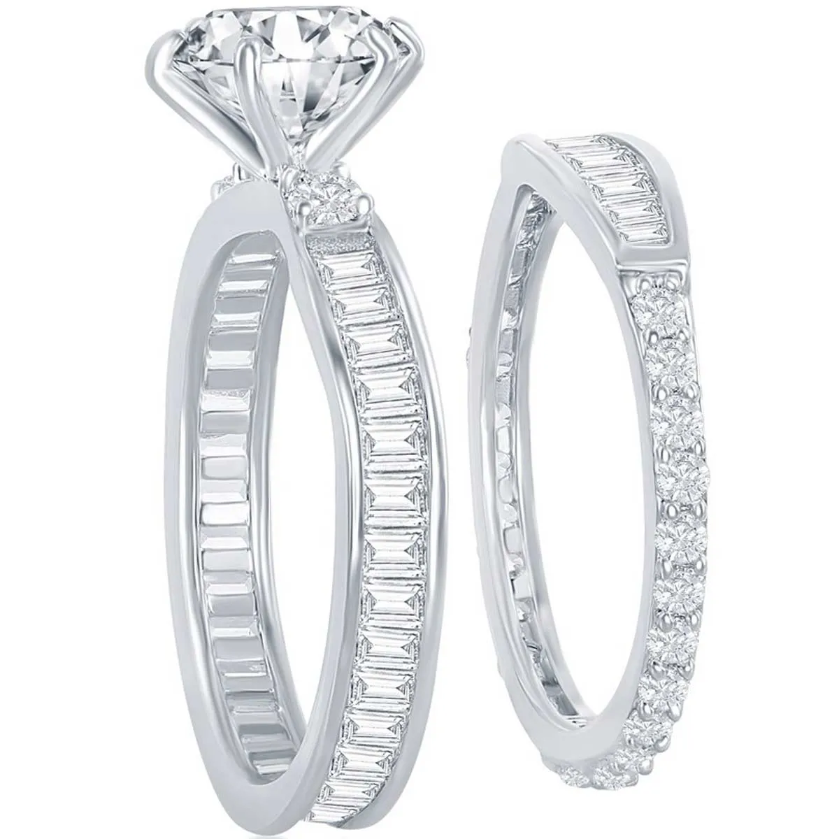 Classic Women's Six-Prong White CZ Ring Set - W-2409