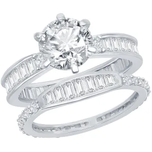 Classic Women's Six-Prong White CZ Ring Set - W-2409