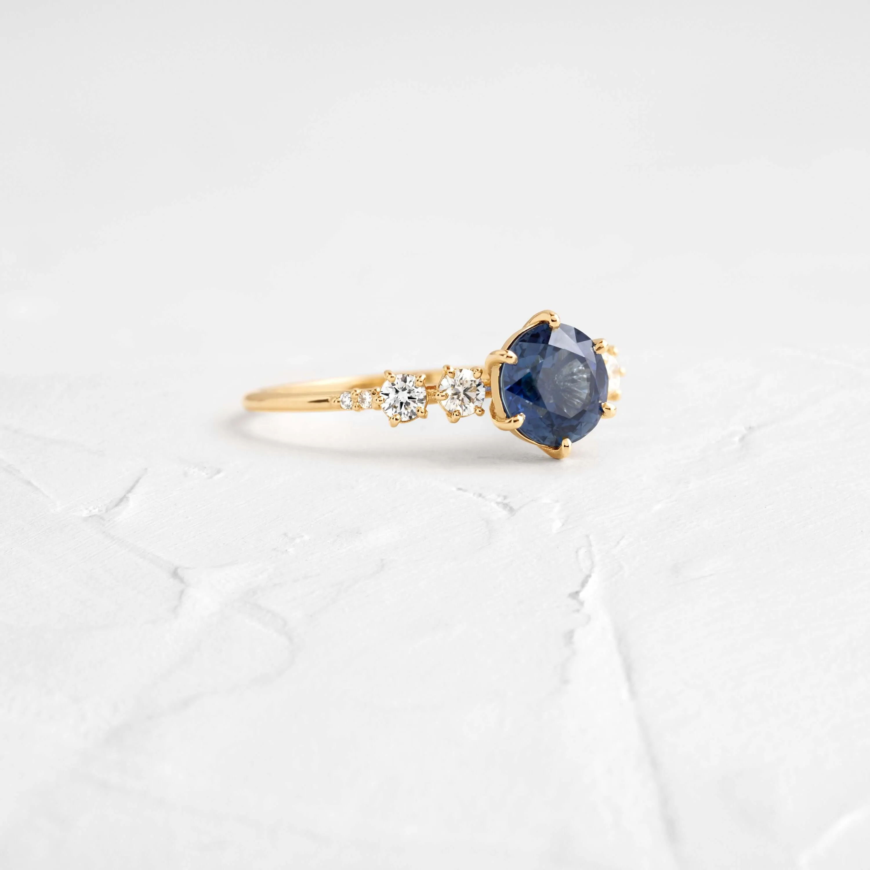 Coda Ring, Round Cut Blue Sapphire