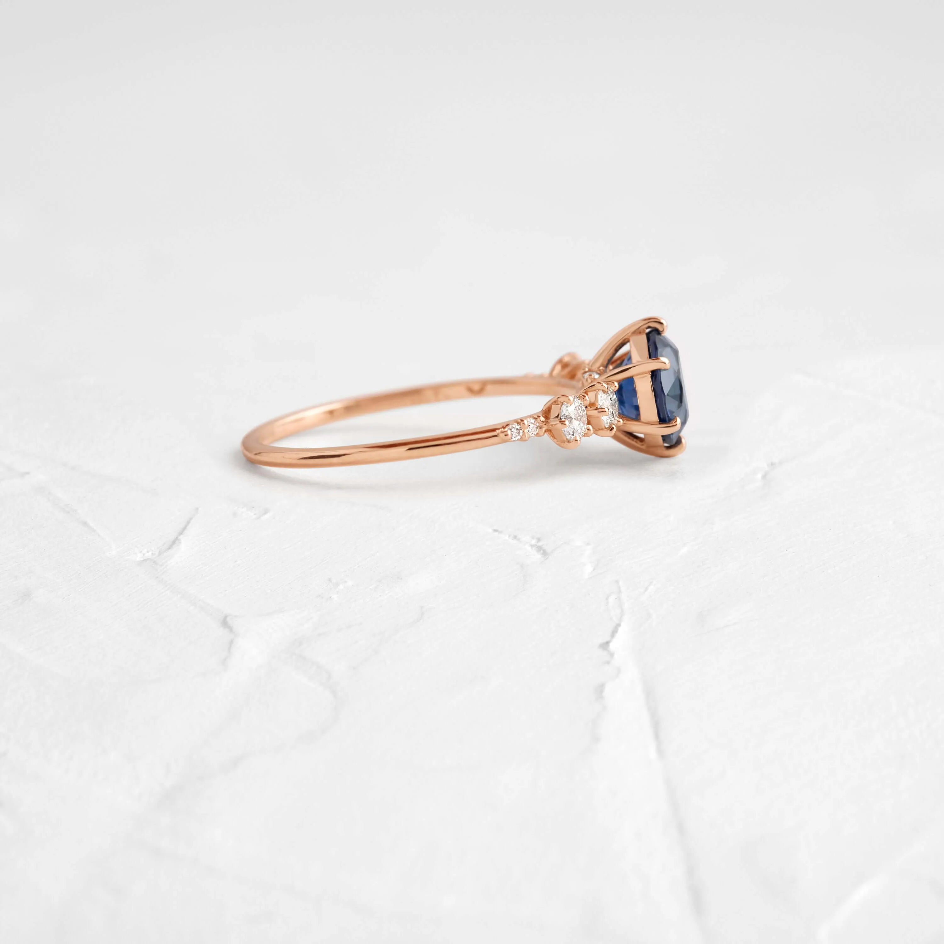 Coda Ring, Round Cut Blue Sapphire