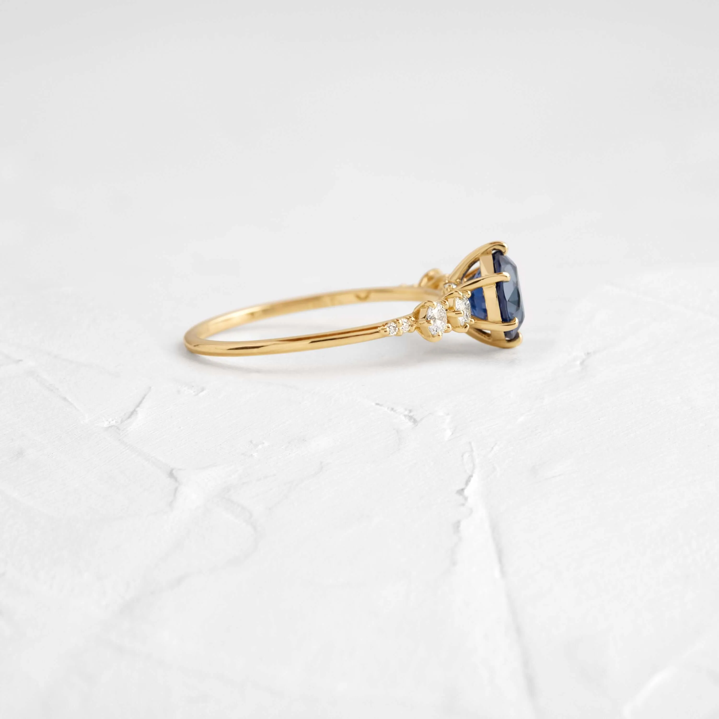 Coda Ring, Round Cut Blue Sapphire